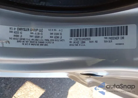 2011 Chrysler 200 Limited z USA, uszkodzony, nr VIN 1C3BC7EG1BN529935